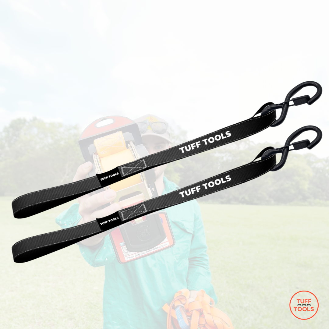 Retractable Ratchet Strap - 5m x 25mm Combo set (Black)
