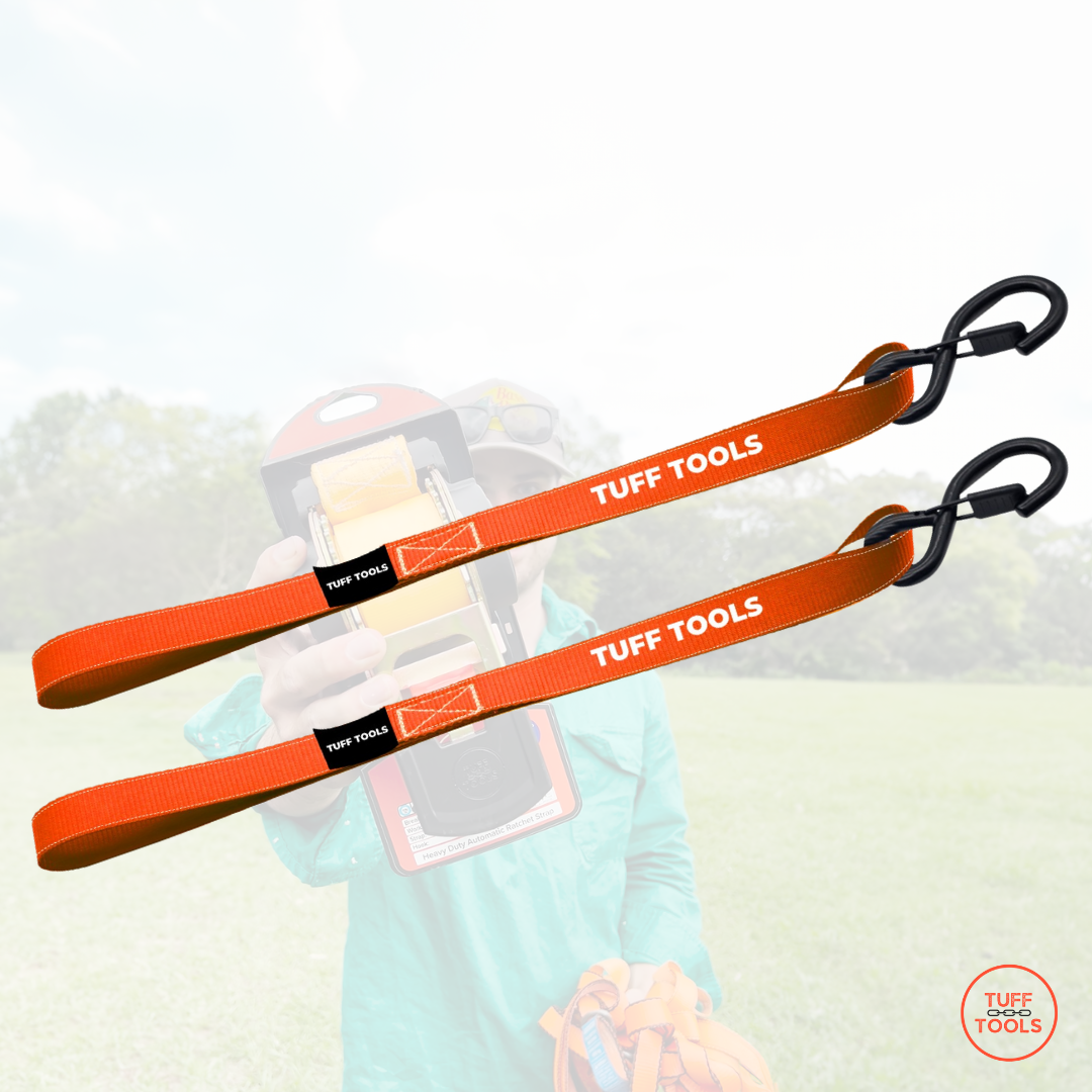Retractable Ratchet Strap - 5m x 25mm Combo set (Orange)