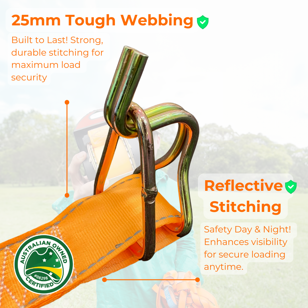 Retractable Ratchet Strap - 4.5m x 50mm (Orange)