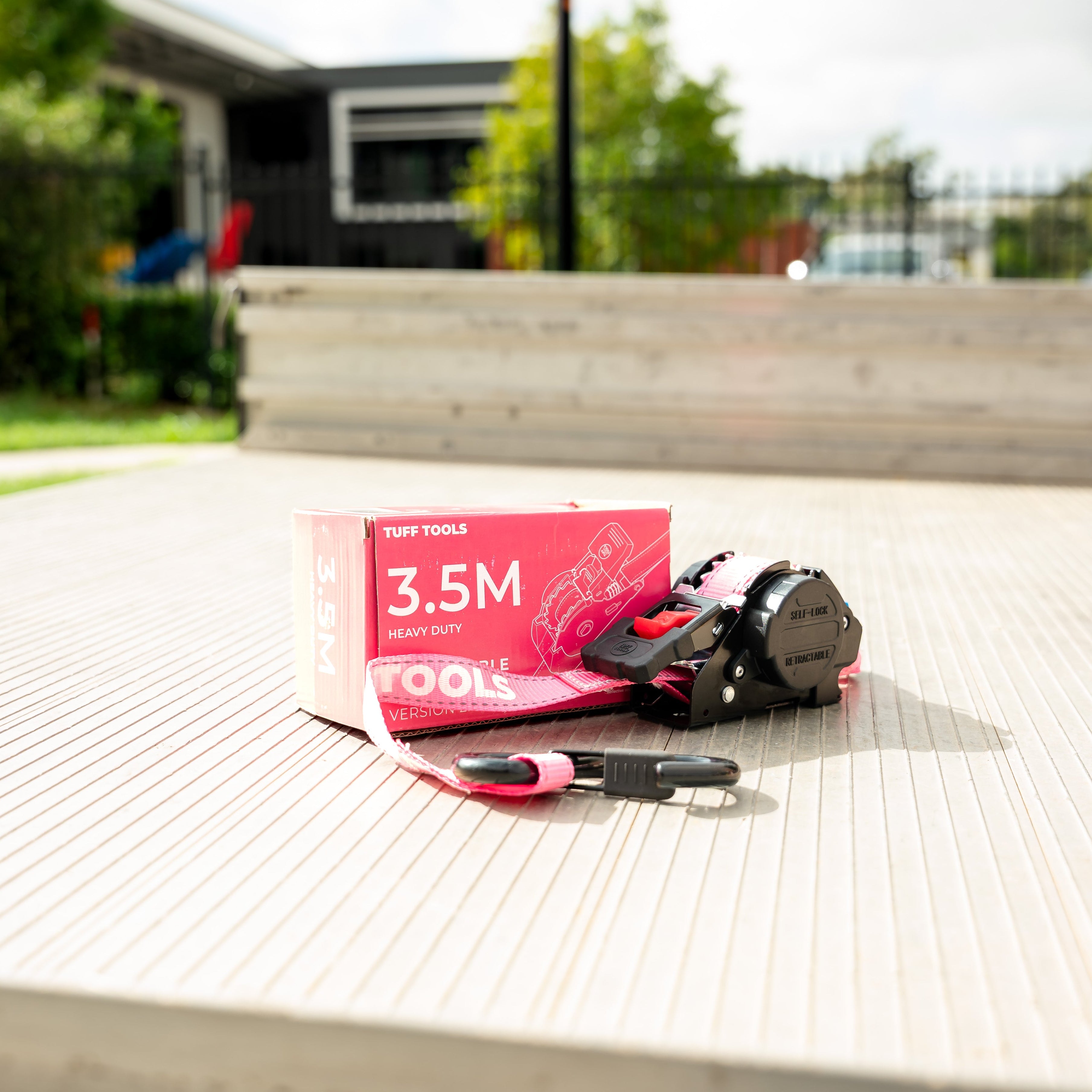 Retractable Ratchet Strap - 3.5m x 25mm (Pink)