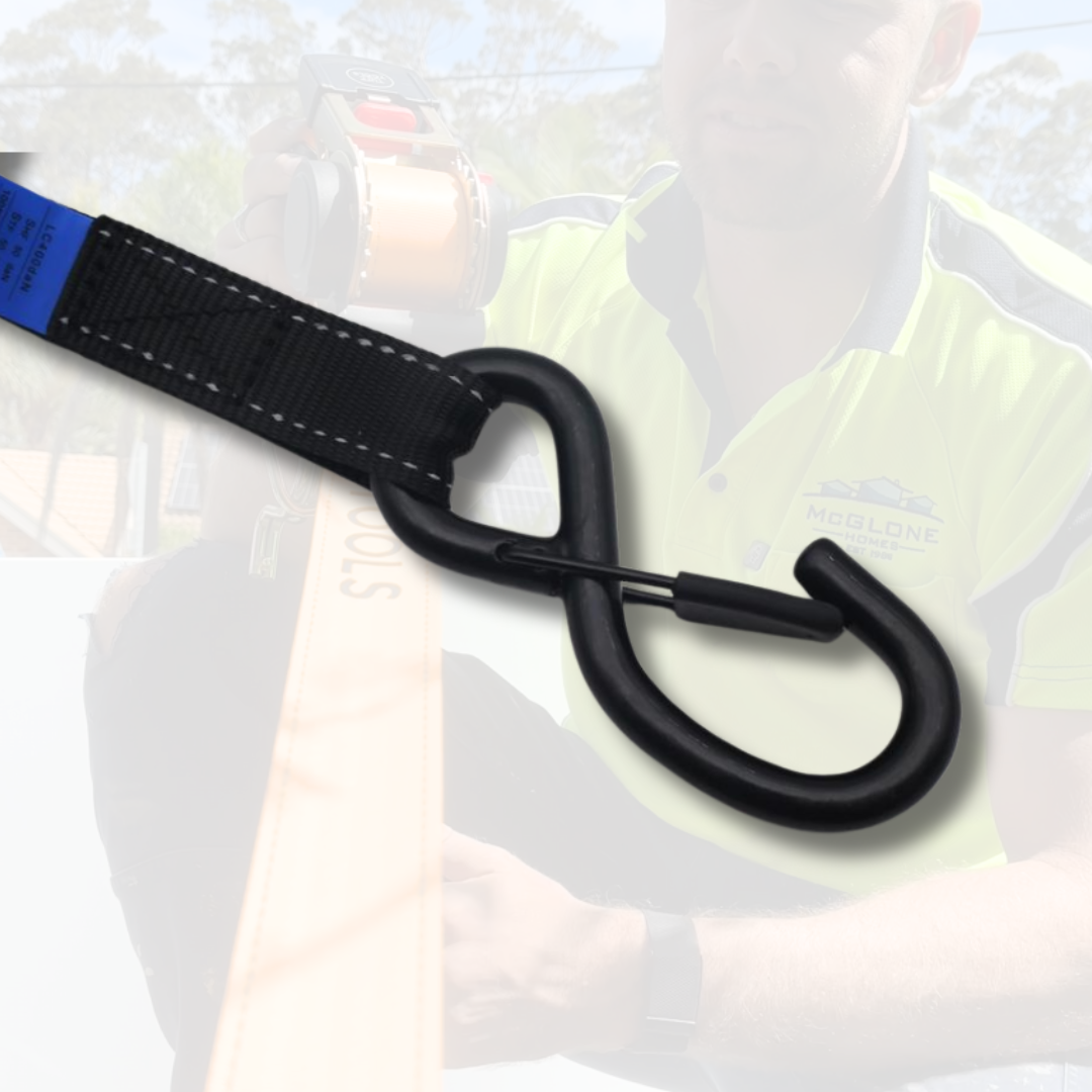 Retractable Ratchet Strap - 5m x 25mm Combo set (Black)