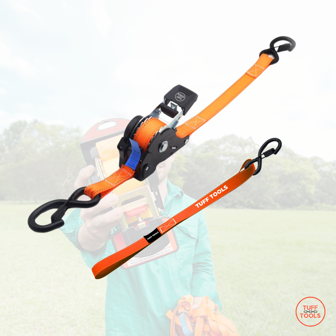 Retractable Ratchet Strap - 2.55M x 25mm Combo (Orange)