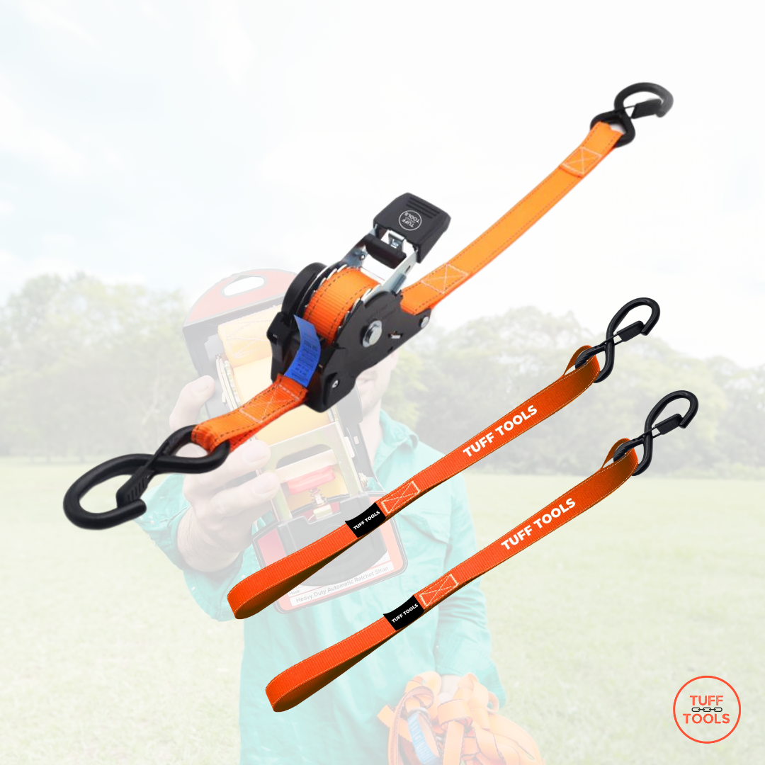 Retractable Ratchet Strap - 5M x 25mm Combo set (Orange)